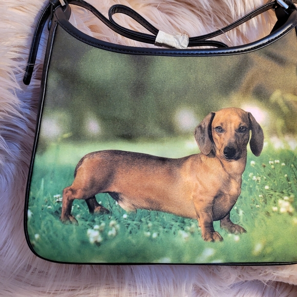 DACHSHUND Shoulder Bag Hand Bag Rhinestone Bling NEW 10 x 8 inches - Picture 4 of 14